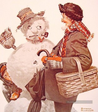  Rockwell Decoraci%C3%B3n Paredes - abuelo y muñeco de nieve 1919 Norman Rockwell